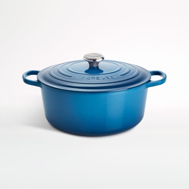 Le Creuset ® Signature 9-Qt. Round Marseille Blue Dutch Oven with Lid | Crate & Barrel