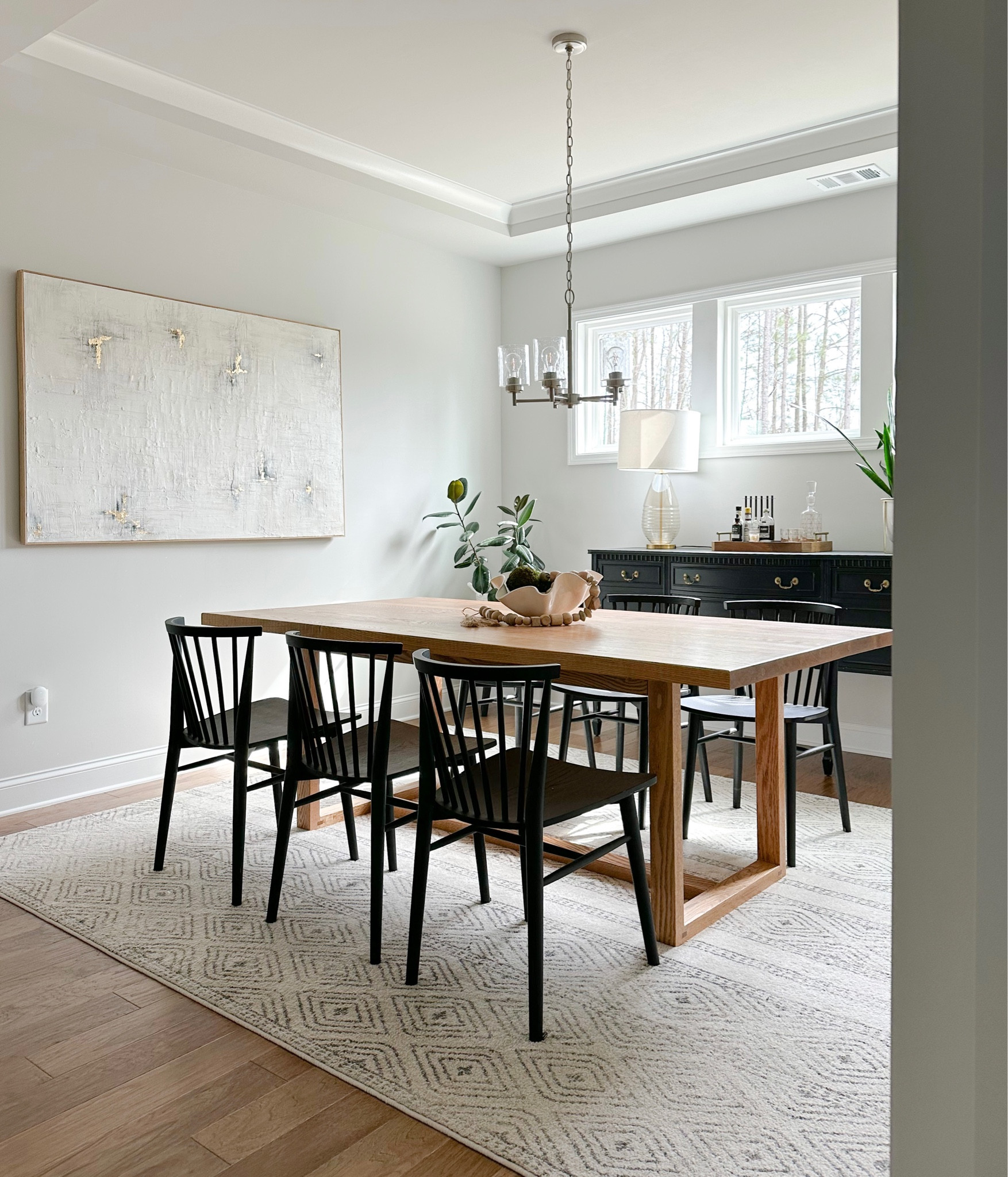 Need to replace the builder grade light fixture in the new dining room ASAP! 🖤 #leighallisondesign 

#LTKhome