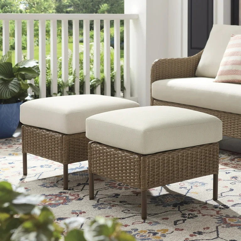 Mainstays Chelsea Outdoor Patio Ottoman, 2 Pack | Walmart (US)