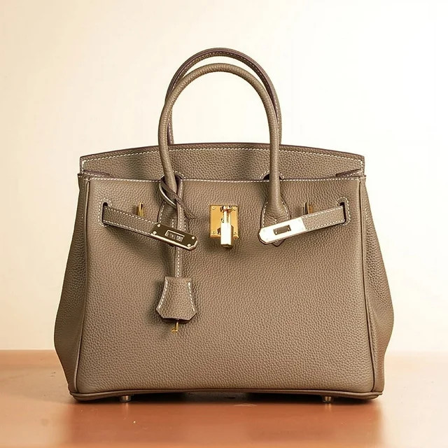 Premium Top Grain Leather Women's Handbag with Exquisite Handmade Platinum Bag, Lock Buckle Elega... | Walmart (US)