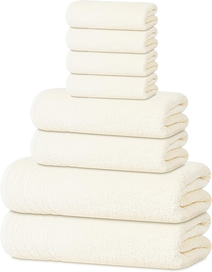 Tens Towels Pack of 8 Towels Set, 2 Extra Large Bath, 2 Hand, 4 Washcloths, 100% Cotton, Lighter ... | Amazon (US)