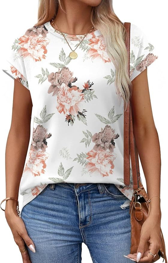 Alaroo Womens Summer Tops Short Sleeve Shirts Crew Neck Tshirt Cute Trendy Tunic Blouses (S-3XL) | Amazon (US)