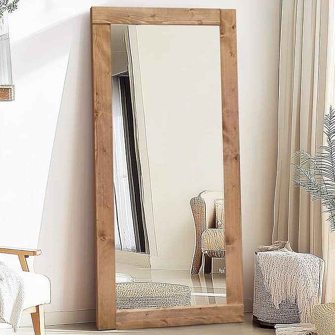 Full Length Mirror 71"x32" – Solid Wood Frame, HD Tempered Glass, Wall Mounted & Leaning, Rusti... | Amazon (US)