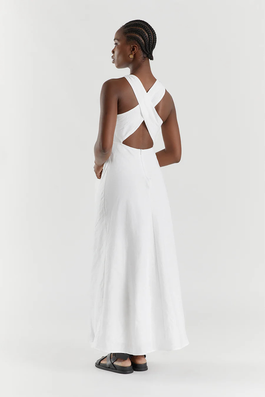 ROSE WHITE LINEN MAXI DRESS | DISSH