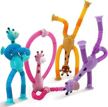 Boxgear 4 Pieces LED Telescopic Suction Cup Giraffe Toy, Shape Changing Telescopic Tube Fidget To... | Amazon (US)