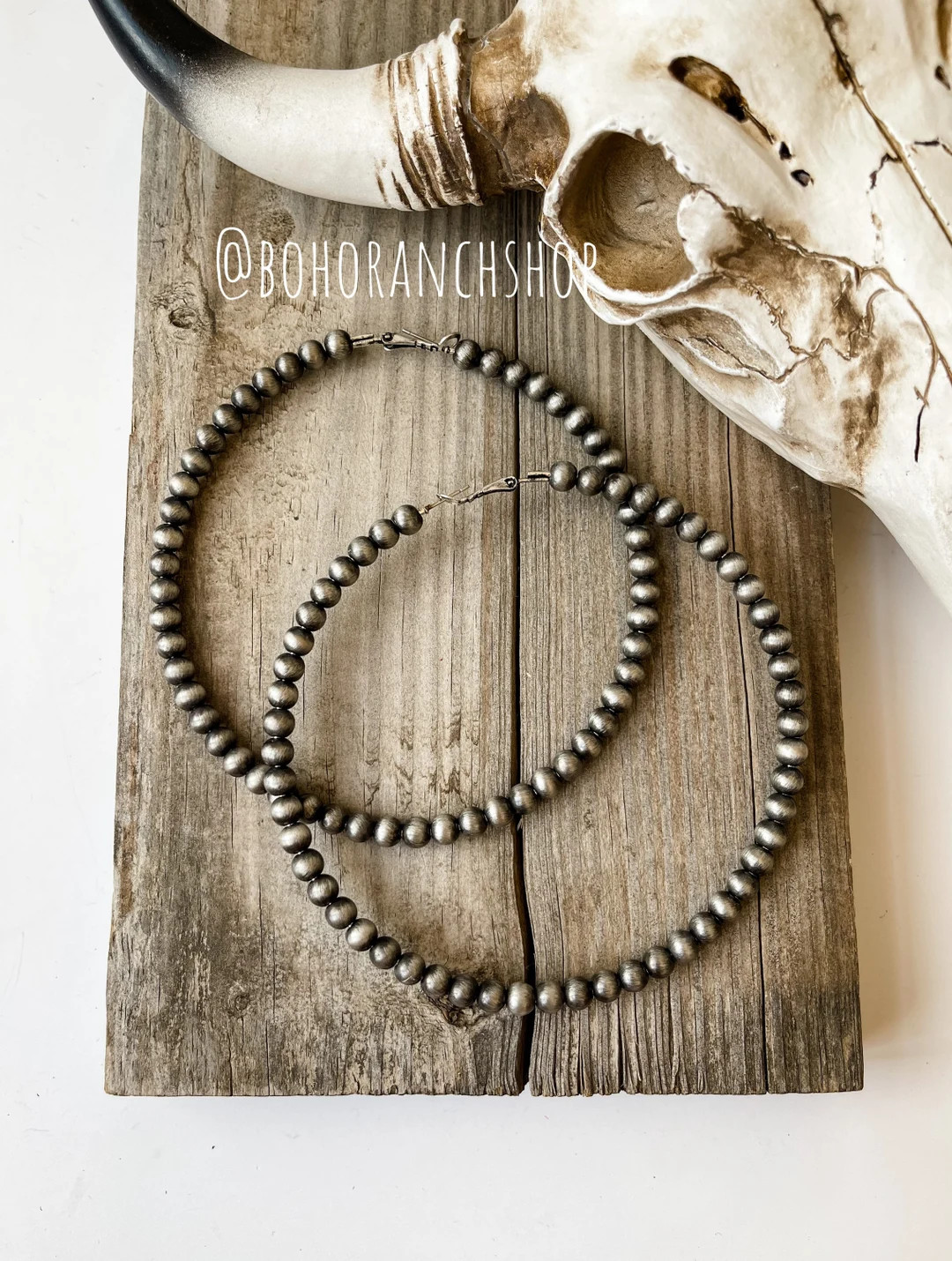 3.5” JUMBO NAVAJO PEARL hoops earrings  - Western statement earrings - Navajo style silver | co... | Etsy (US)