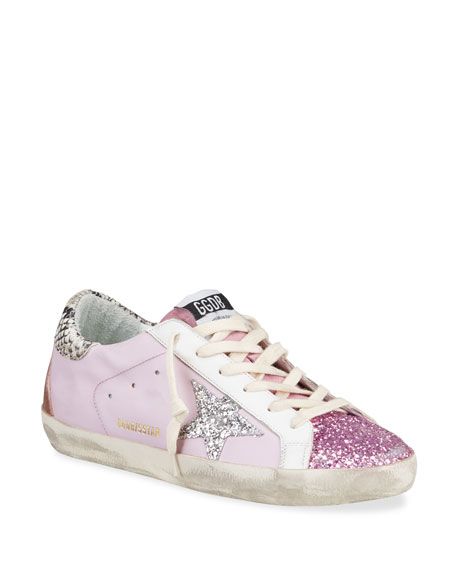 Golden Goose Superstar Glitter Low-Top Sneakers | Neiman Marcus