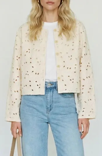 VERO MODA Karly Cotton Broderie Jacket | Nordstrom | Nordstrom