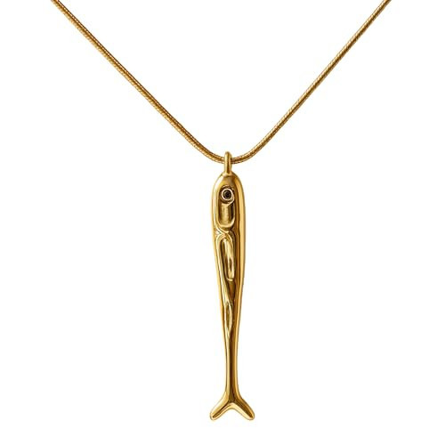 Acun Sardine Fish Pendant Coastal Necklace for Women Beaded Ocean Jewelry Boho Beach Charm Gold Fish Jewelry Gift-A | Amazon (US)
