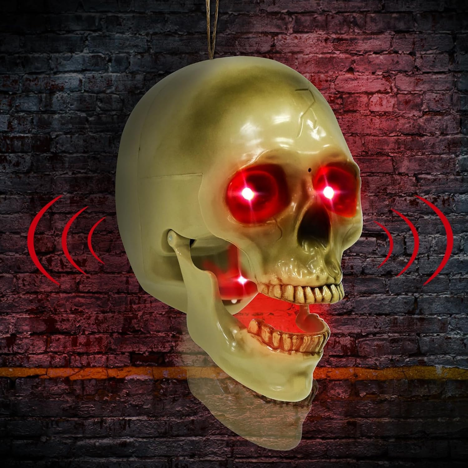 Halloween Animatronic Talking Hanging Skull Head Decorations Outdoor | Amazon (US)