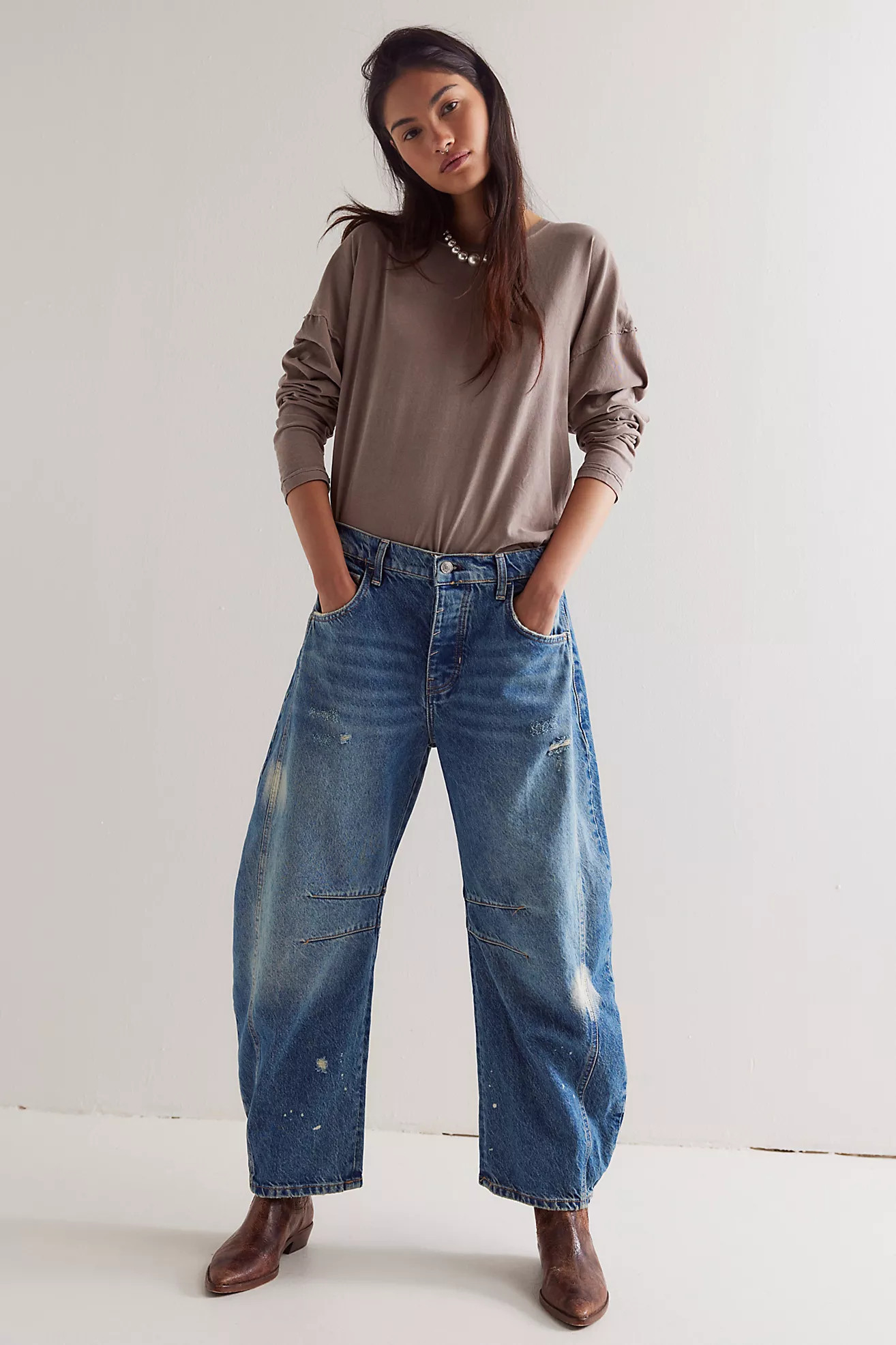 We The Free Good Luck Mid-Rise Barrel Jeans | Free People (Global - UK&FR Excluded)