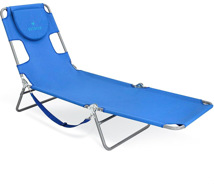 Ostrich Beach Lounge Chair, Folding & Reclining Outdoor Chaise Lounger, Blue - Portable Adjustabl... | Amazon (US)