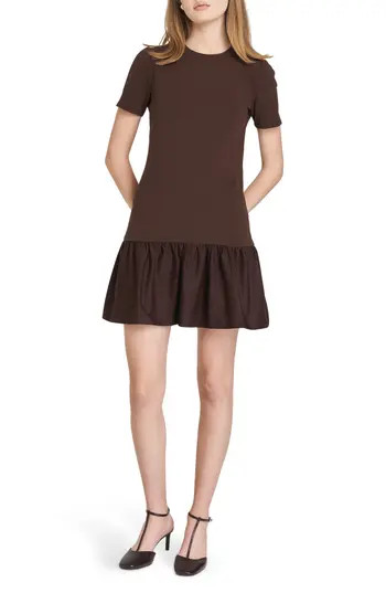 WAYF Tate Mixed Media Minidress in Chocolate at Nordstrom Rack, Size X-Large | Nordstrom Rack