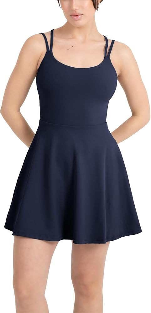 YITTY Active Women's Ultraluxe Strappy Tennis Dress with Built in Short, Athleisure, 4-Way-Stretch | Amazon (US)