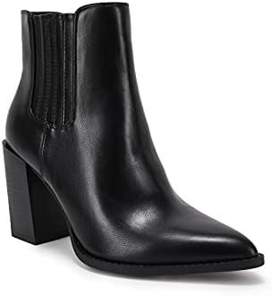Womens Booties Pointed Toe Stacked Heel Fashion Chelsea Ankle Boots | Amazon (US)