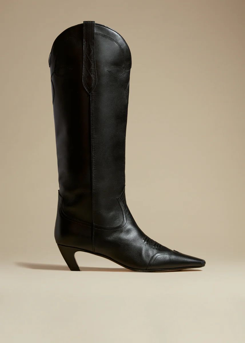 The Dallas Knee High Boot in Black Leather | Khaite