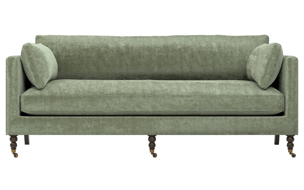 Madeline Sage Green Velvet Sofa - 84" | Kathy Kuo Home