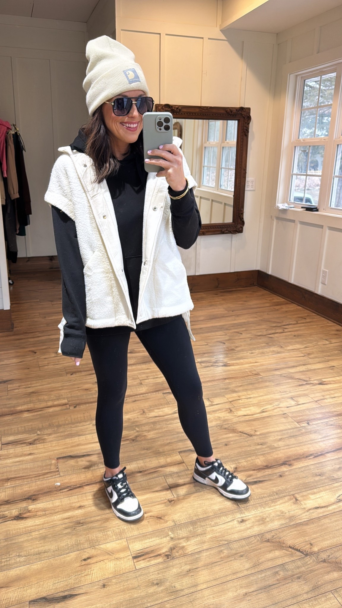 Winter outfit inspo! This Amazon vest is such an amazing layering piece - perfect for running errands, school drop off, or a casual date night! Winter vests fleece vest layering piece leggings Nike sneakers mom outfits petite outfits casual comfy VintagePickin 

#LTKmomlife #LTKSeasonal #LTKootd
