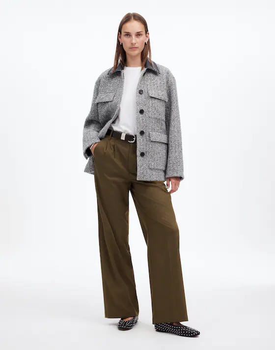 The Petite Harlow Wide-Leg Trouser in Brushed Twill | Madewell | Madewell