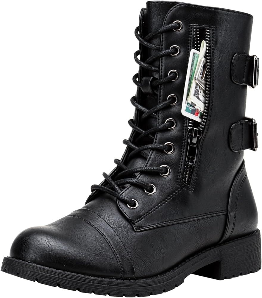 Vepose Women's 928 Military Combat Boots Mid Calf Boots+with Card Knife Wallet Pocket | Amazon (US)