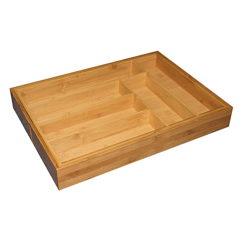 Bamboo Wood Expandable Cutlery Tray | At Home