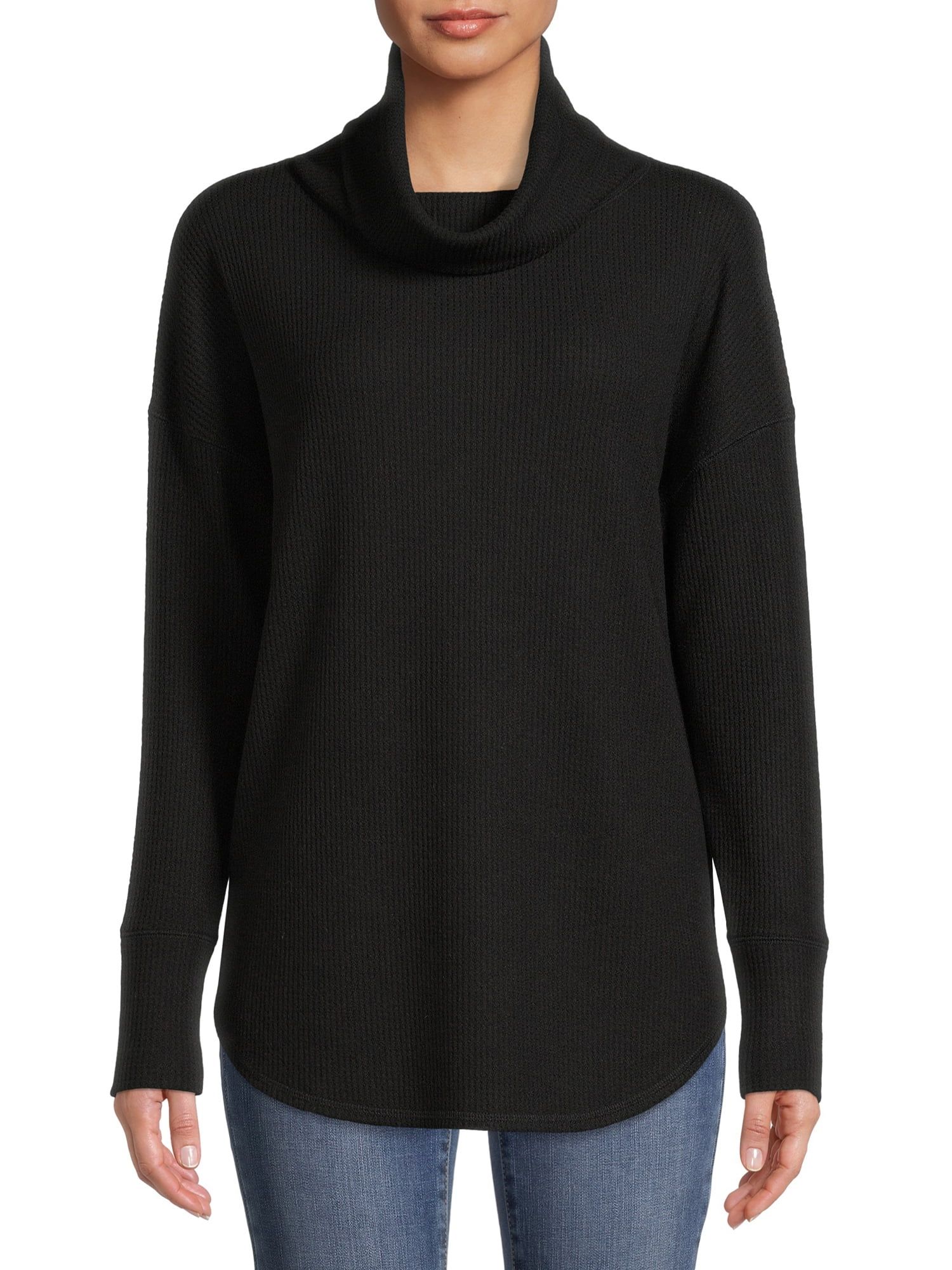 Time and Tru Women's Cowl Neck Waffle Tunic | Walmart (US)