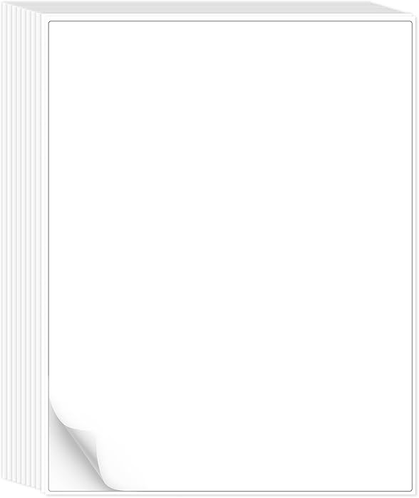 L LIKED 30 Printable White Sticker Paper Full Sheet Label, Matte, 8.5" x 11" for Laser & Inkjet P... | Amazon (US)