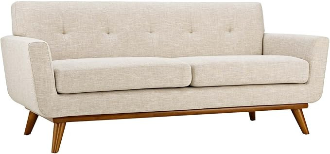 Modway Engage Mid-Century Modern Upholstered Fabric Loveseat in Beige | Amazon (US)