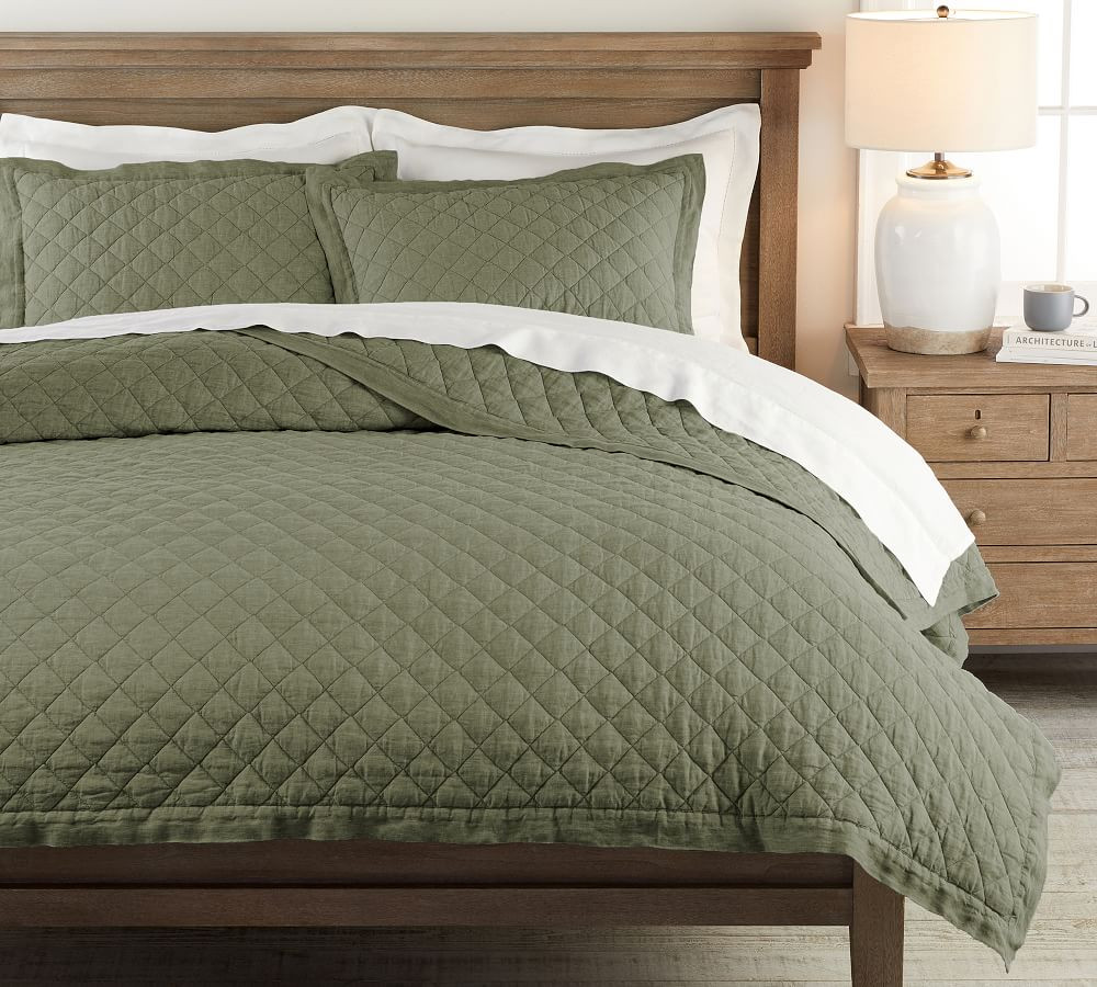 Belgian Flax Linen Diamond Quilt & Shams | Pottery Barn (US)