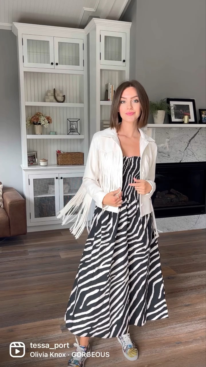 Zebra dress // fringe jacket // white jacket // spring dress // summer dress // tts // 

#LTKunder50 #LTKFind #LTKSeasonal