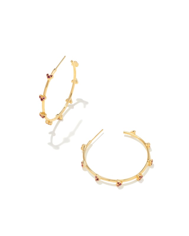 Haven Gold Crystal Heart Hoop Earrings in Pink Crystal | Kendra Scott | Kendra Scott