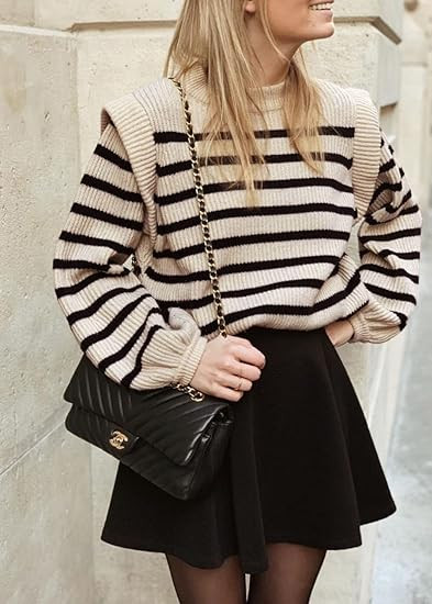 PRETTYGARDEN Women's Sweaters Casual Winter Long Lantern Sleeve Crewneck Ribbed Knit Pullover Str... | Amazon (US)