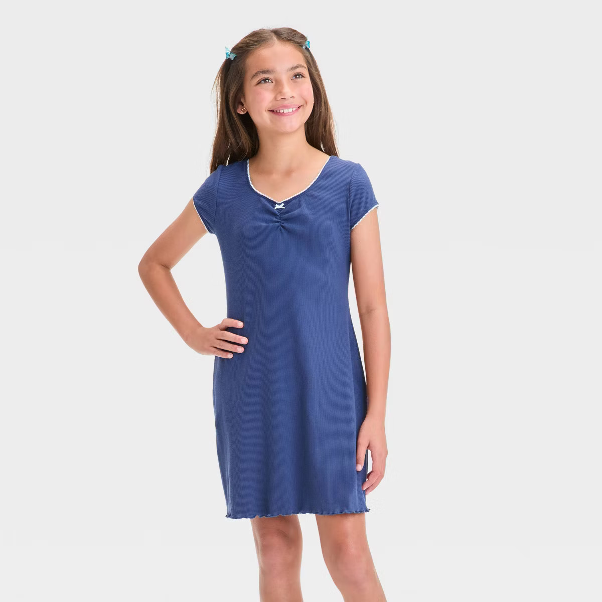 Girls' Short Sleeve Knit Dress - art class™ Blue M | Target