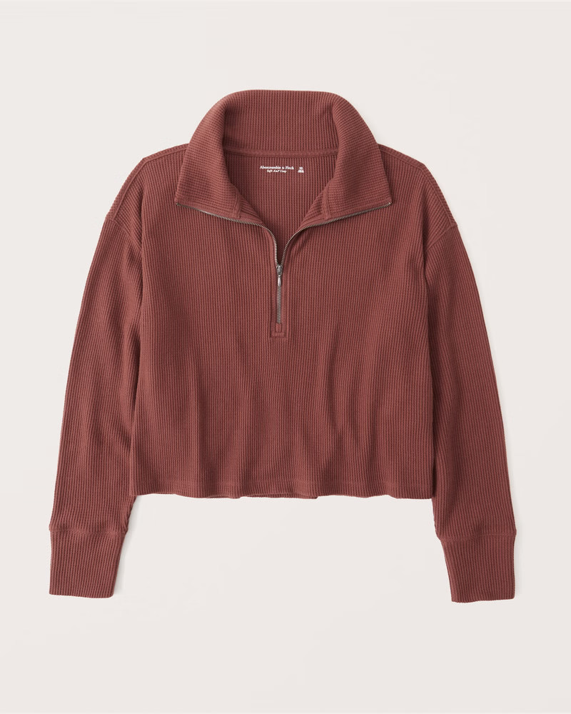 Waffle Quarter-Zip Pullover Sweatshirt | Abercrombie & Fitch (US)