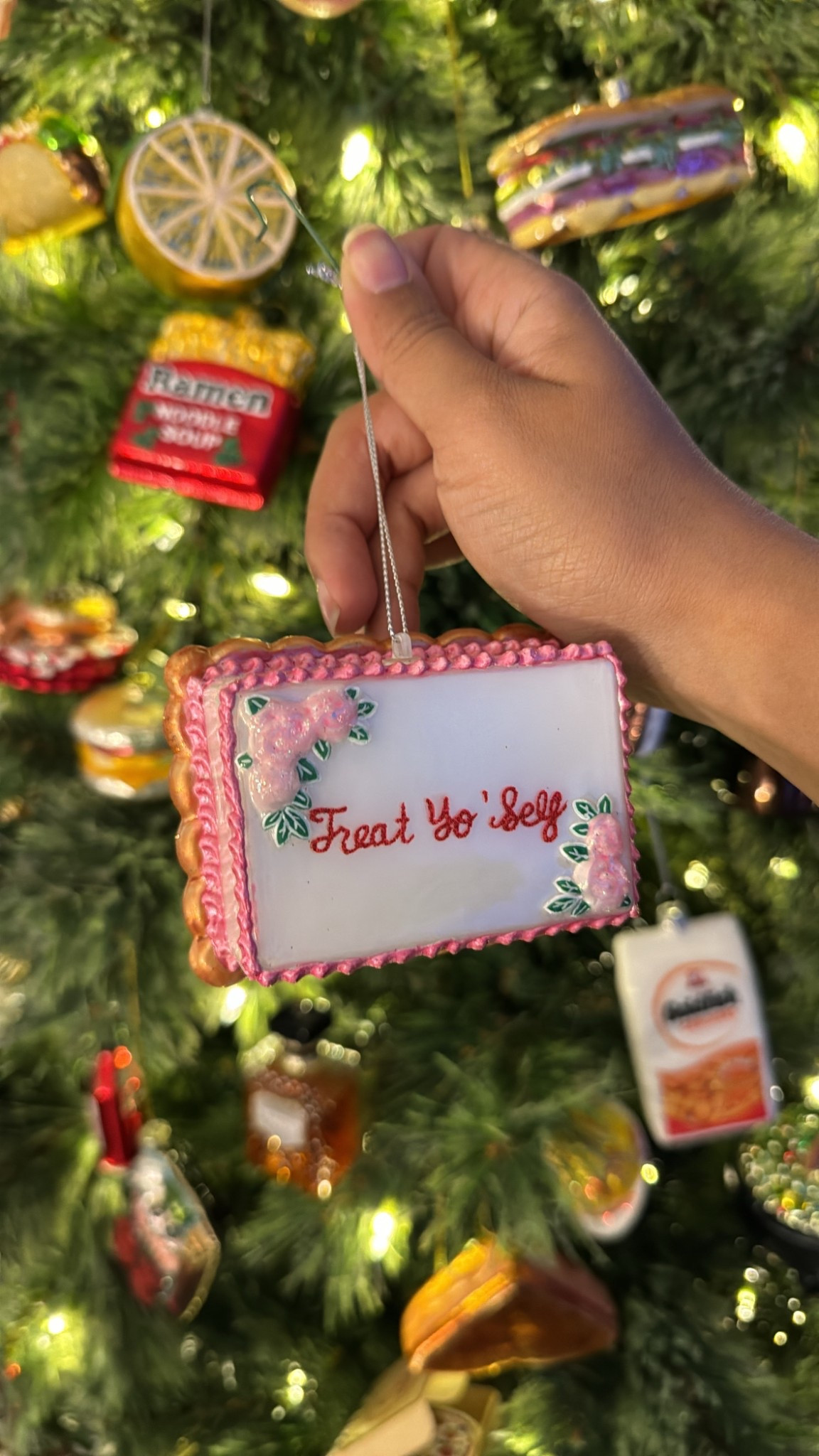Today’s food ornament of the day: a treat yo’self sheet cake ornament. Also linked some ramen ornaments, an egg McMuffin ornament, and a goldfish ornament. 

#LTKFindsUnder50 #LTKSaleAlert #LTKHoliday