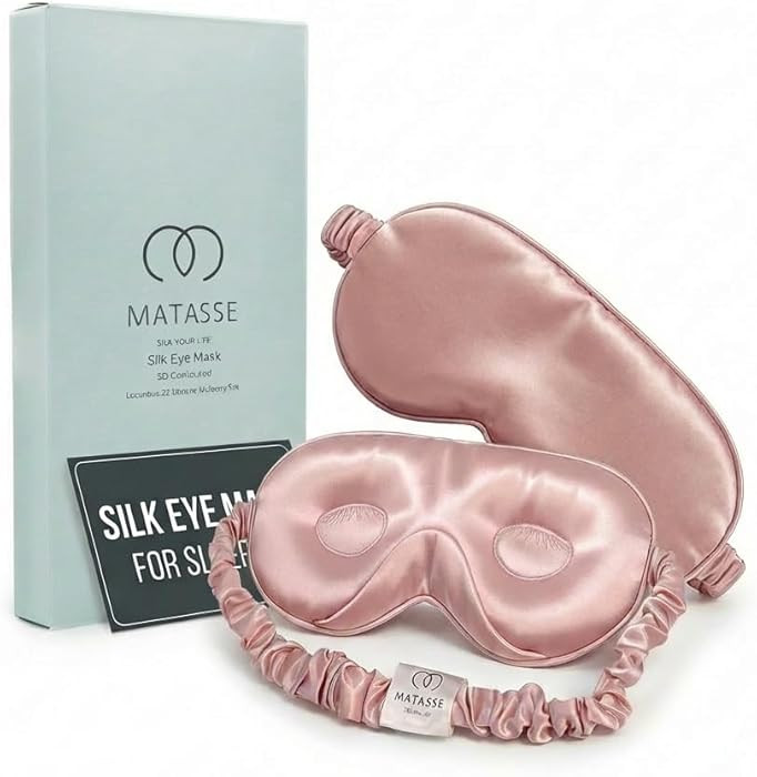 MATASSE 100% Mulberry Silk Sleep Mask 22 Momme Grade 6A - 3D Contoured Eye Mask for Sleeping, 14m... | Amazon (US)