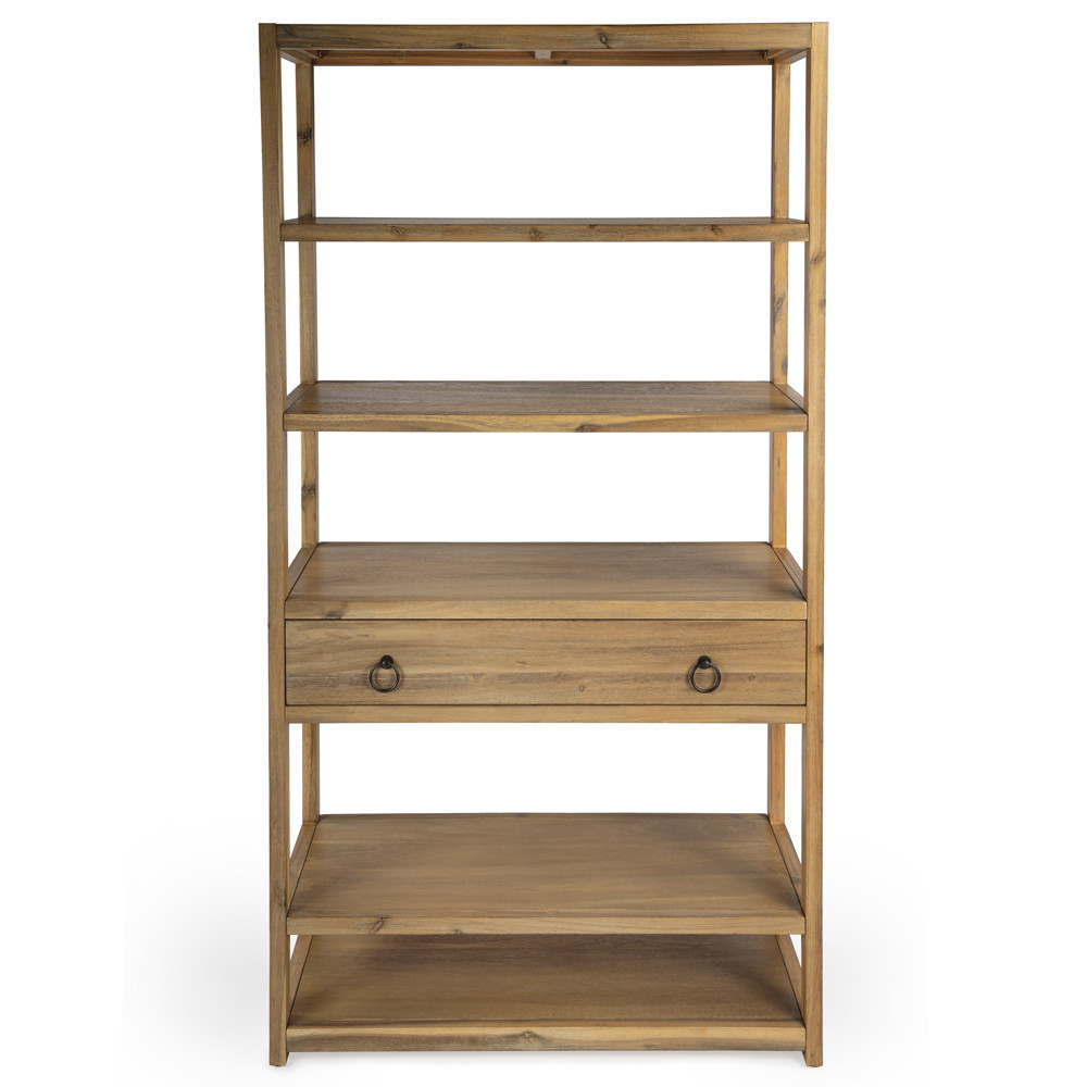 Allura Modern Classic Natural Brown Wood Bookcase | Kathy Kuo Home