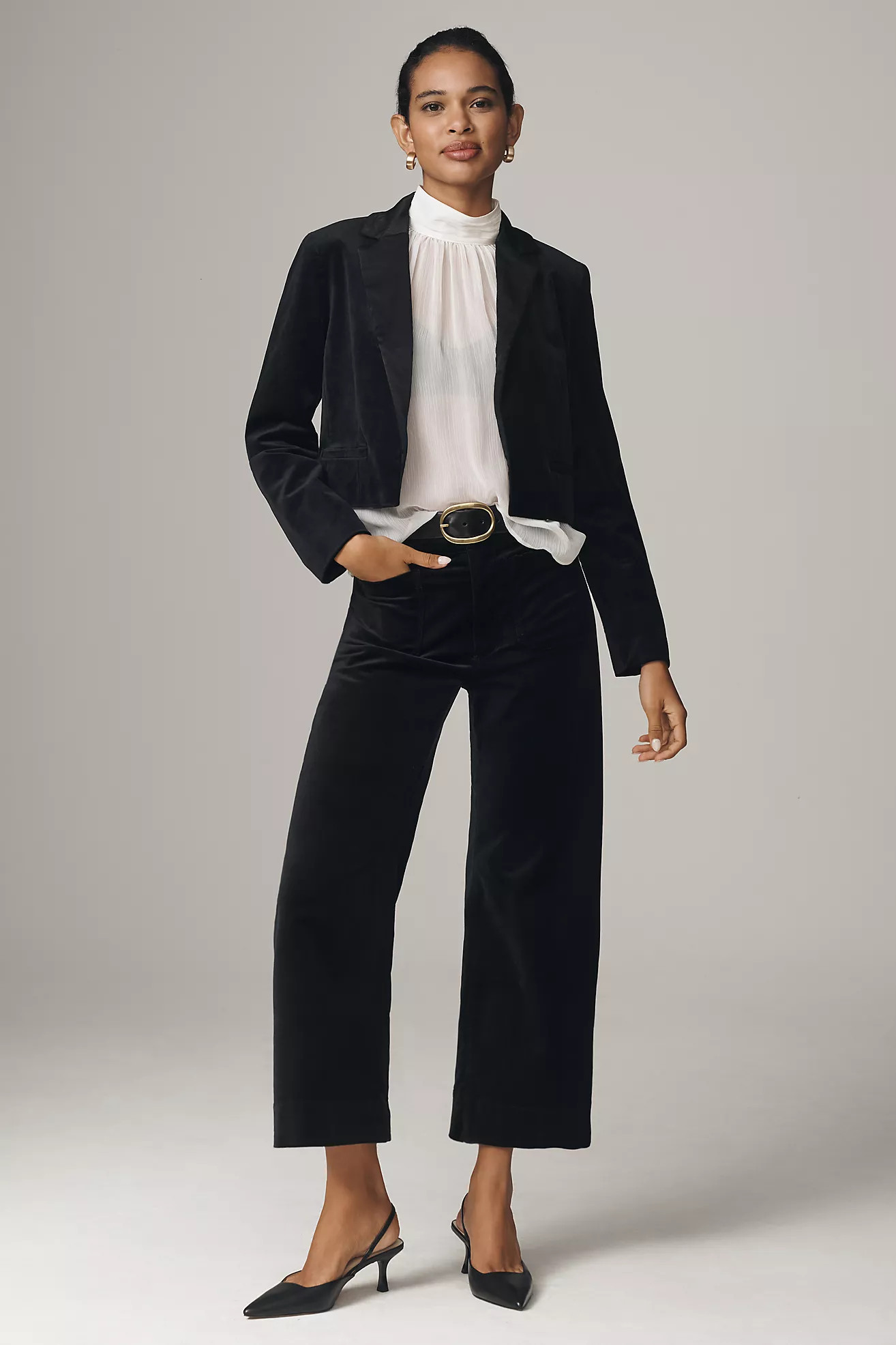 The Colette Cropped Wide-Leg Pants by Maeve: Velvet Edition | Anthropologie (US)