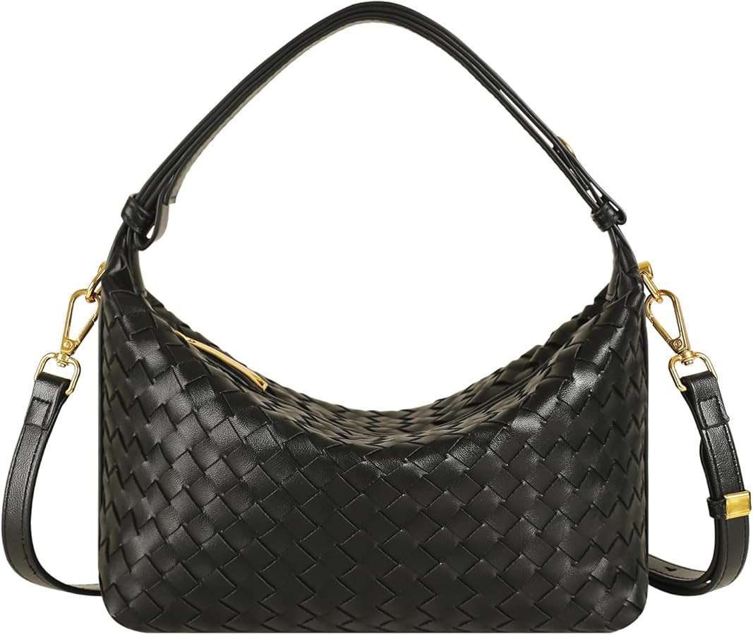 Vegan Leather Woven Tote Bag, Leather Braided Purse Clutch Purse, Woven Top-Handle Shoulder Handb... | Amazon (US)