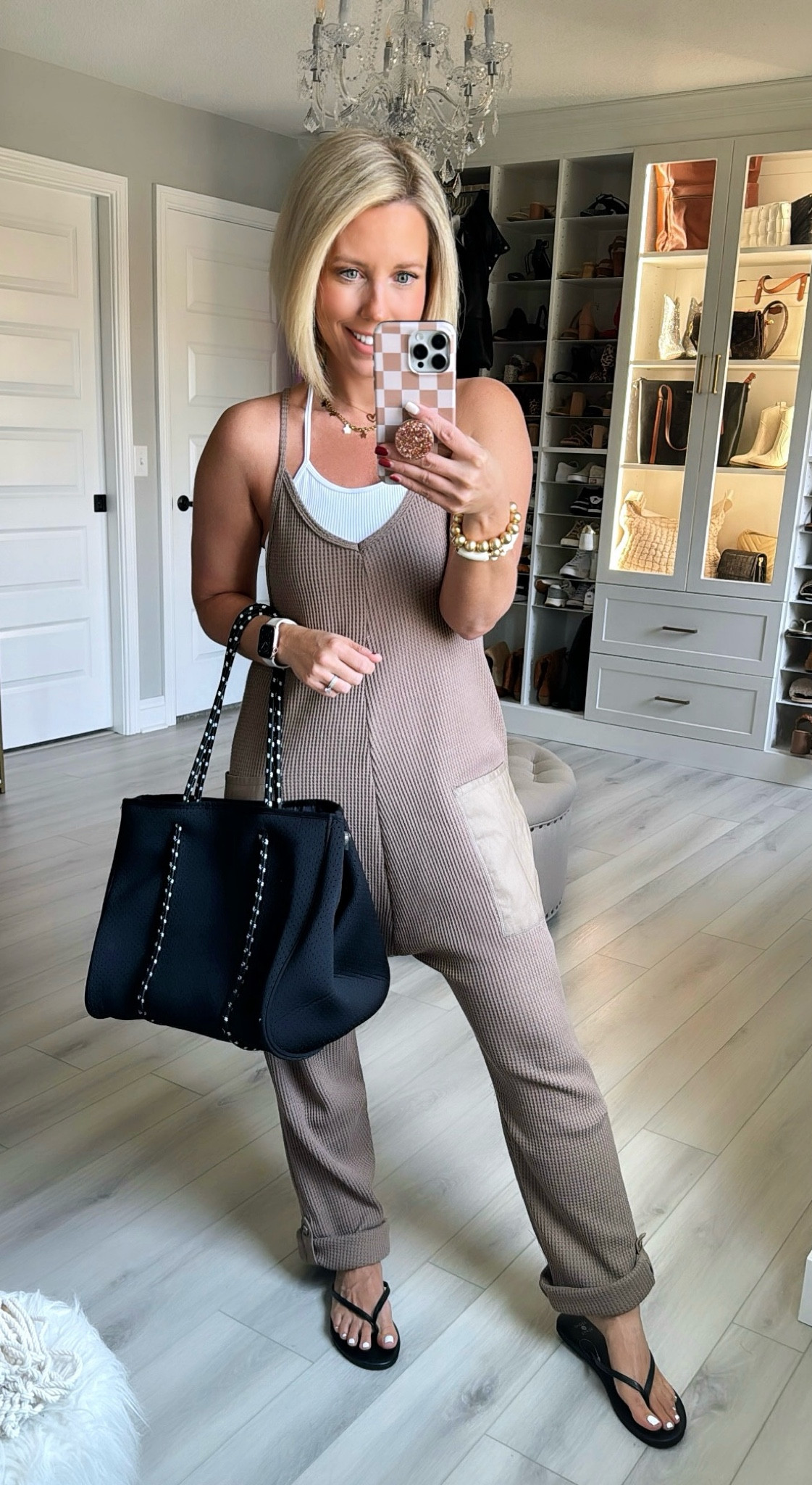 I love this new onsie because it’s waffle knit fabric and it has a button to keep the pants rolled up!!!
Onsie size small (runs big)
Tank size small TTS
Flip flops sized up 

#LTKfindsunder50 #LTKplussize #LTKstyletip