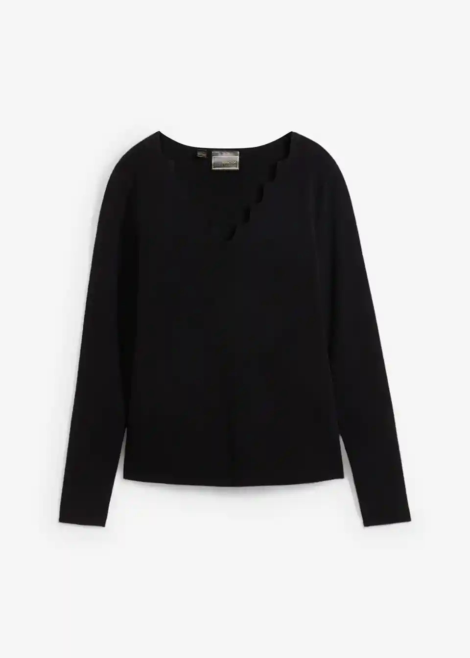 Pullover mit Wellenauschnitt - schwarz - Damen | bonprix | Bonprix DE