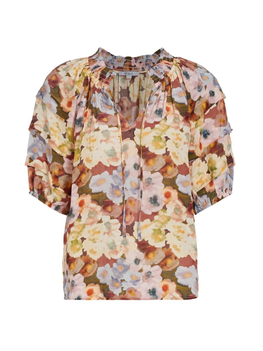 Shop Rails Paris Floral V-Neck Blouse | Saks Fifth Avenue | Saks Fifth Avenue