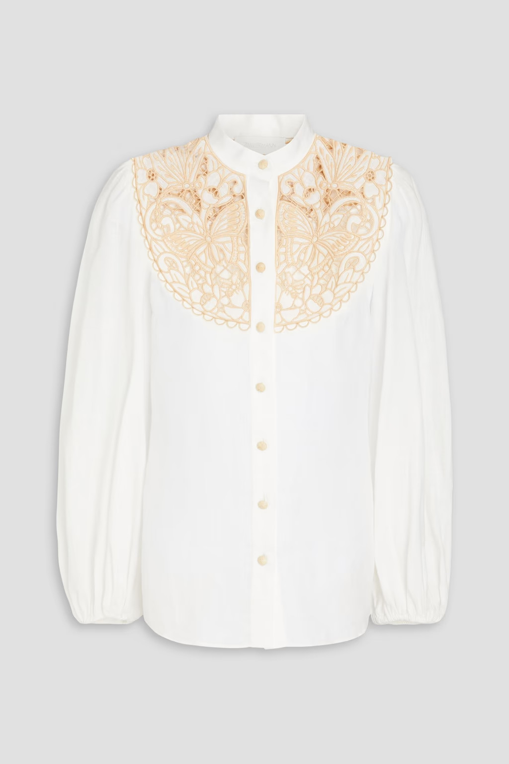 Guipure lace-paneled linen blouse | The Outnet (APAC)
