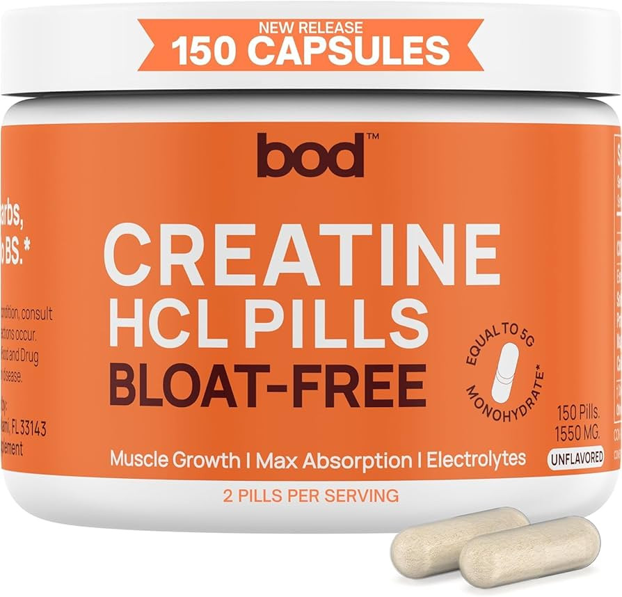 BOD Creatine HCL Pills - Muscle Growth, Endurance, No Bloat, No Load, Not Flavored | Monohydrate ... | Amazon (US)