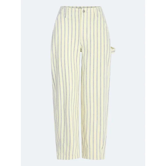 Free Assembly Women's Striped High Rise Cropped Barrel Jeans, 26" Inseam, Sizes 0-16 | Walmart (US)