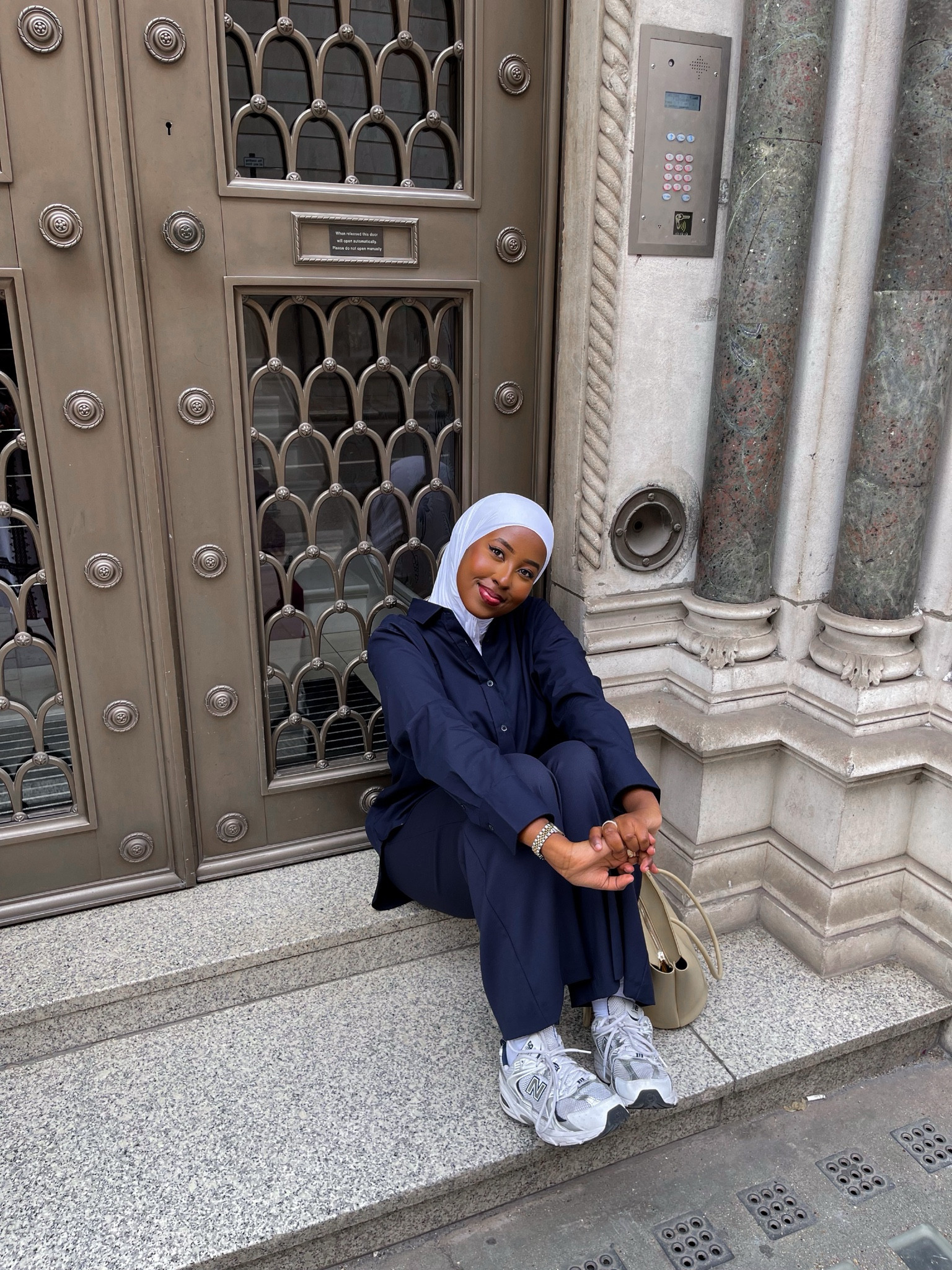 Navy cotton shirt, navy trousers, white hijab, white new balances & beige bag #ootd

#LTKfit #LTKunder100 #LTKSeasonal