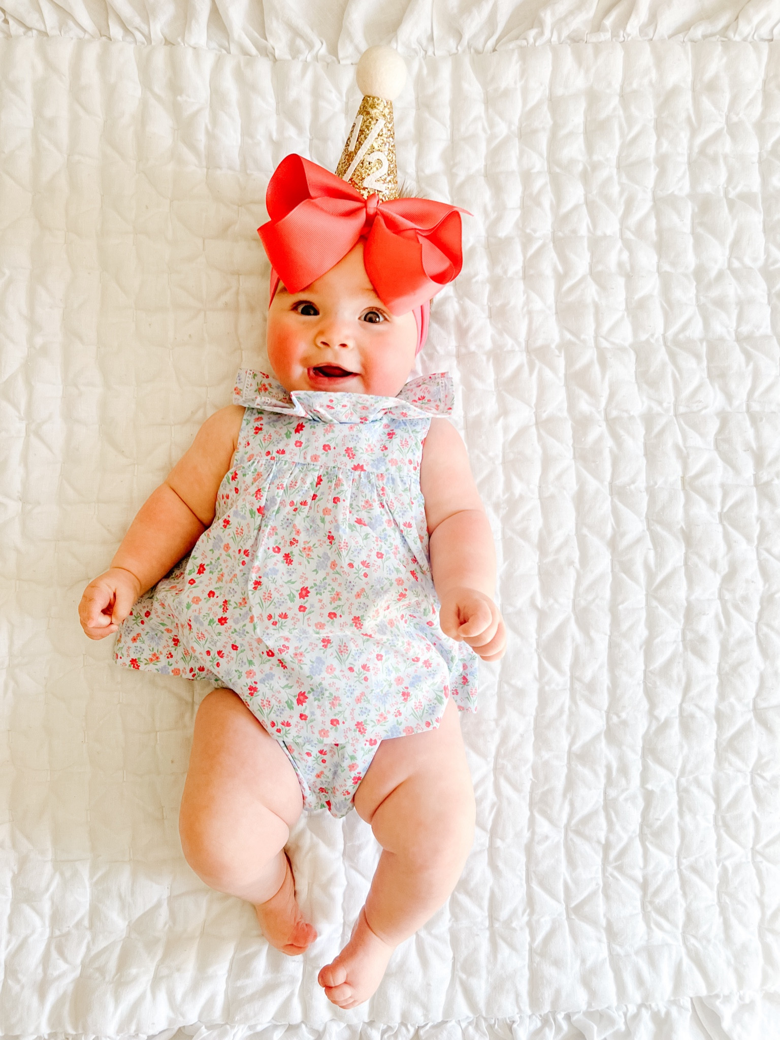 1/2 birthday outfit 🤍 her romper and shoes are on sale. 

#newborn #6months #babygirl #maternity #mamatobe #littlegirl #romper #bubble #janieandjack #bow #halfbirthday

#LTKbaby #LTKkids #LTKfamily