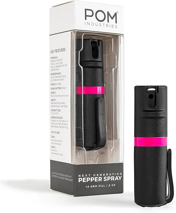 POM Pepper Spray Pocket Clip, Quick Flip Top Safety, Maximum Strength OC Formula with UV Marking ... | Amazon (US)