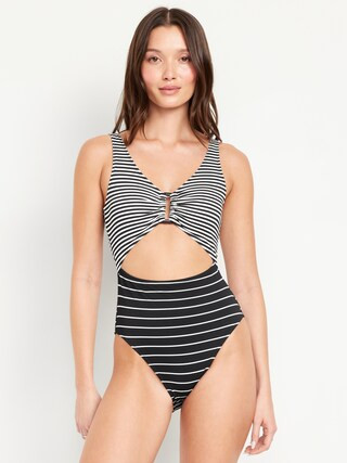 Textured One-Piece Cut-Out Swimsuit | Old Navy (CA)
