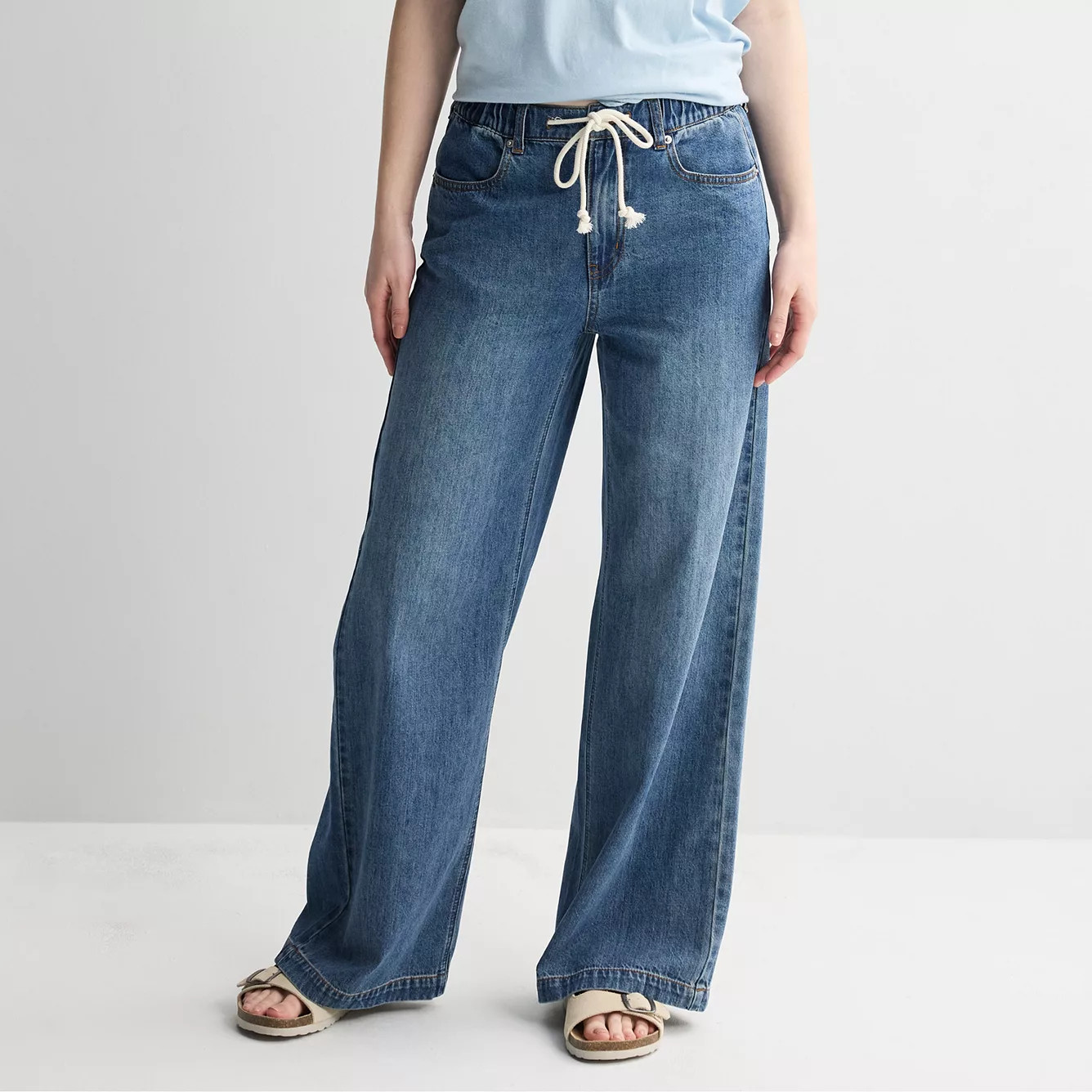 Juniors' SO\u00ae High Rise Pull-On Wide Leg Jeans | Kohl's